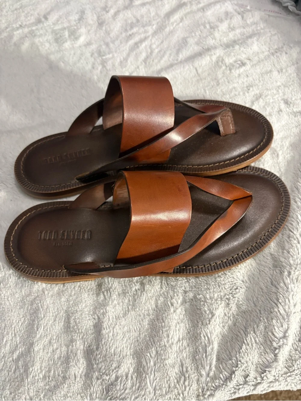 Todd Snyder Men's Cognac Leather Slide Sandals